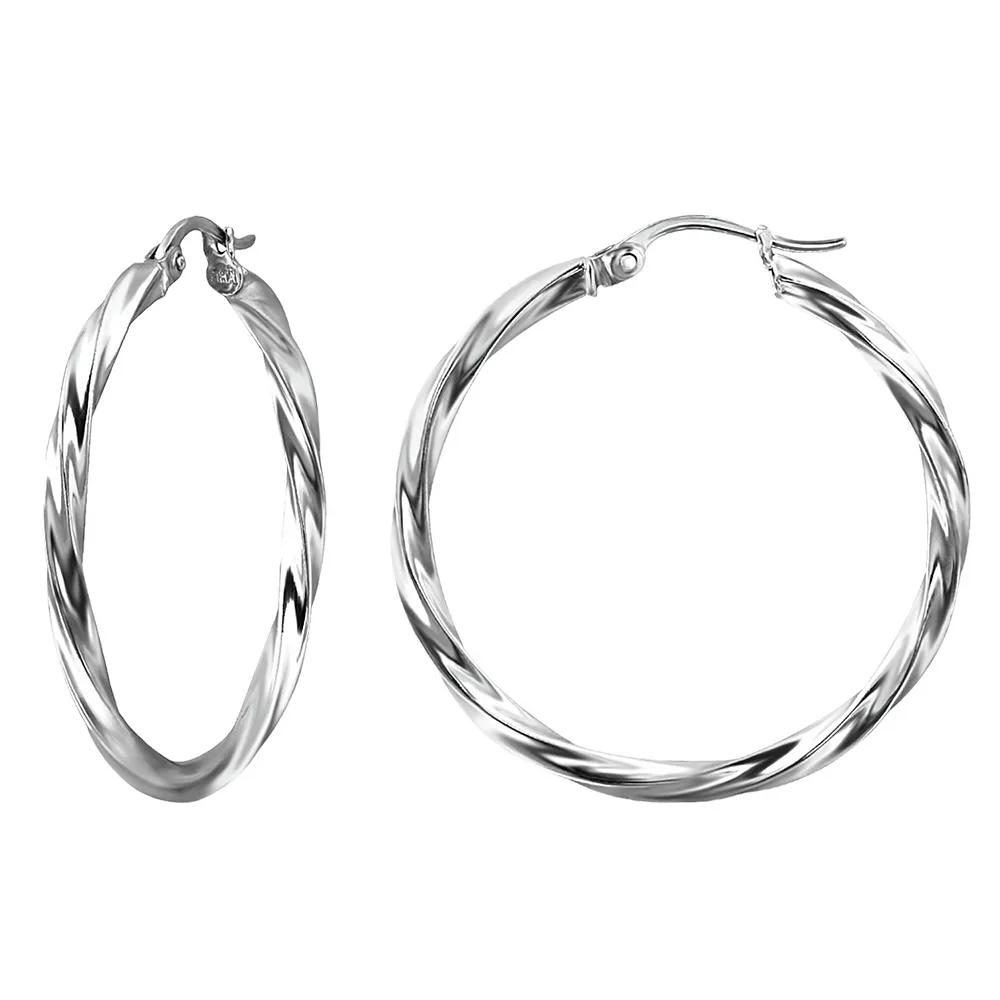 Aleure Precioso Sterling Silver Twist Hoop Earrings, Women's, Size: 20 mm Product Image