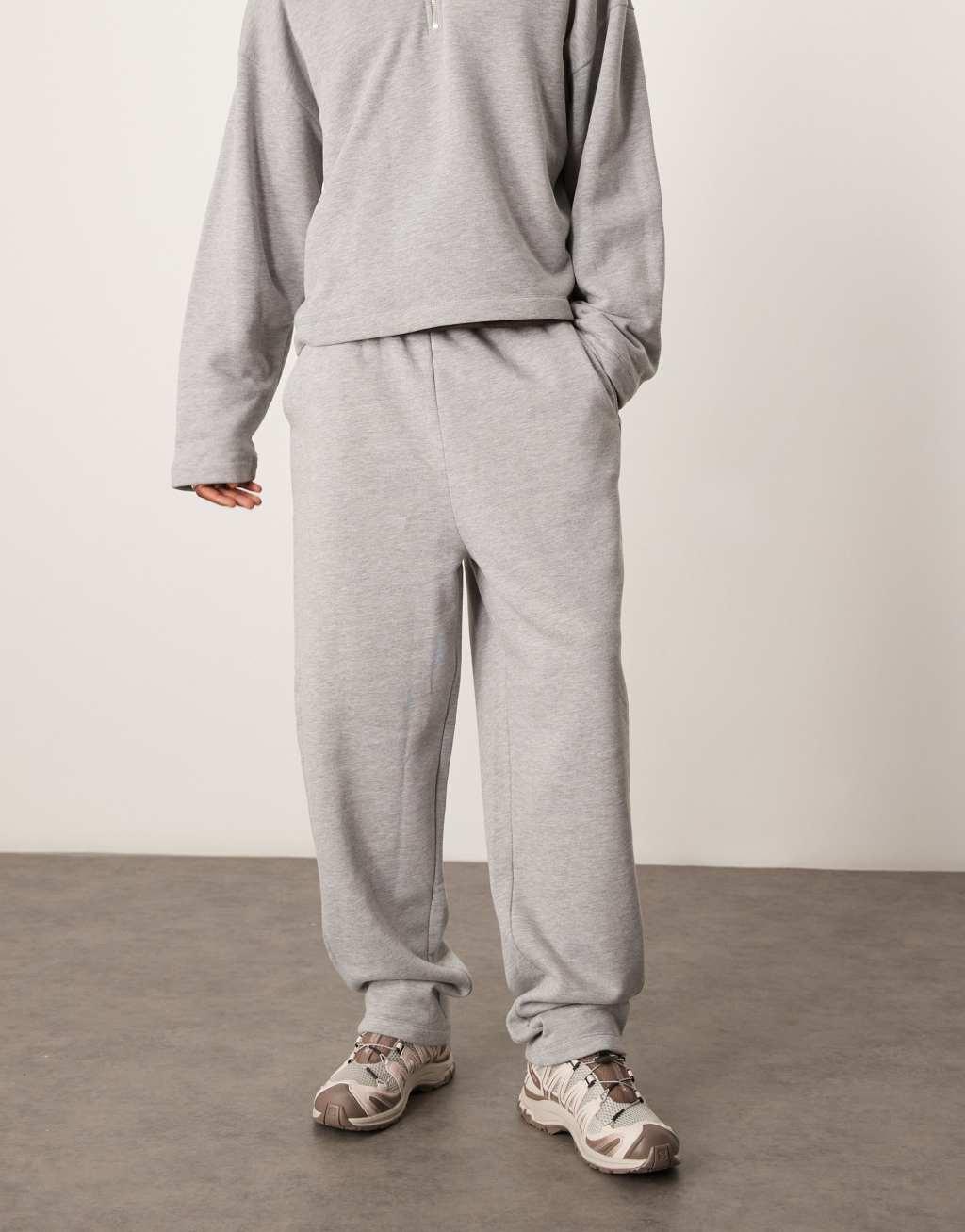 ASOS DESIGN straight leg sweatpants in gray heather Product Image