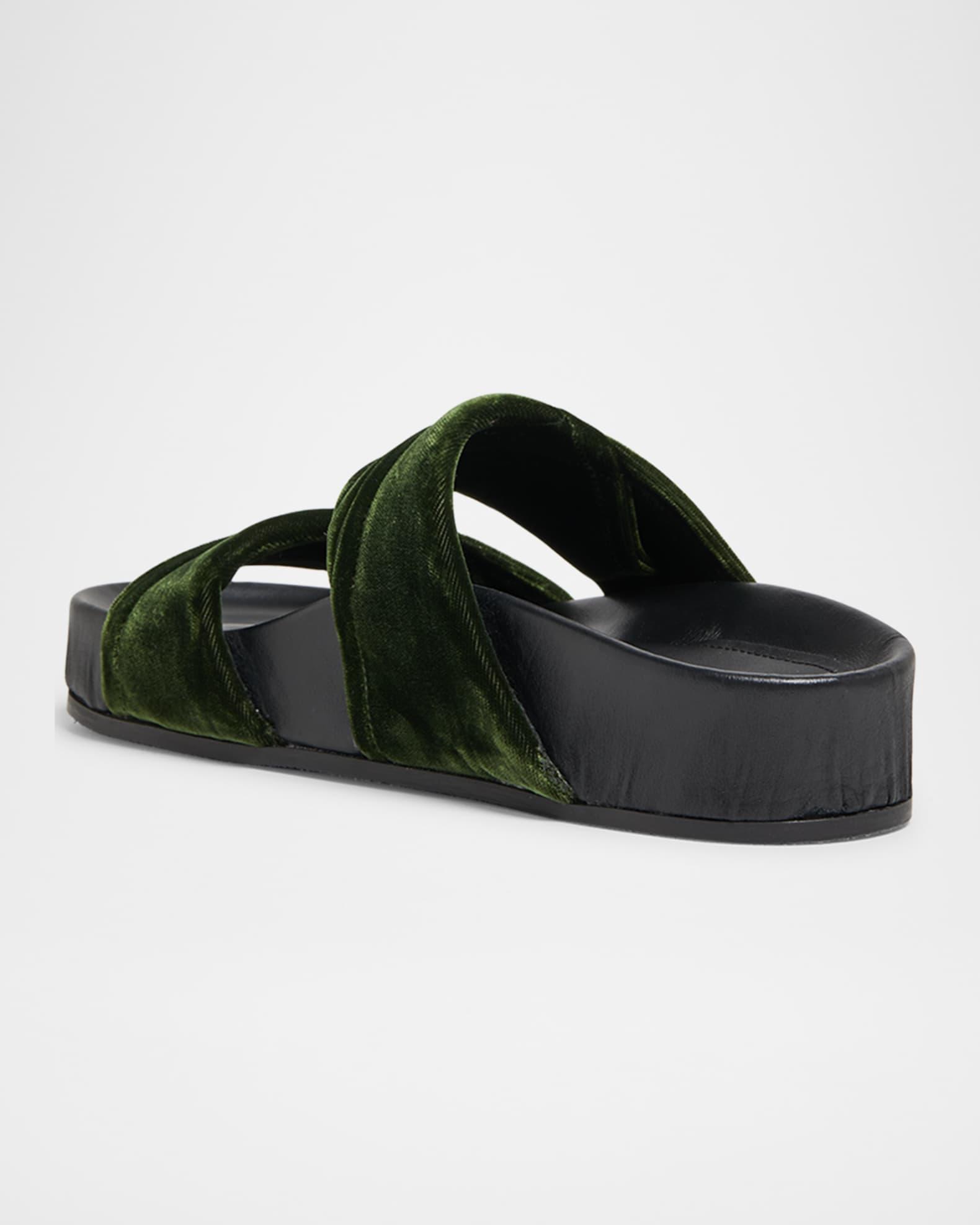 Velvet Platform Slide Sandals  Product Image