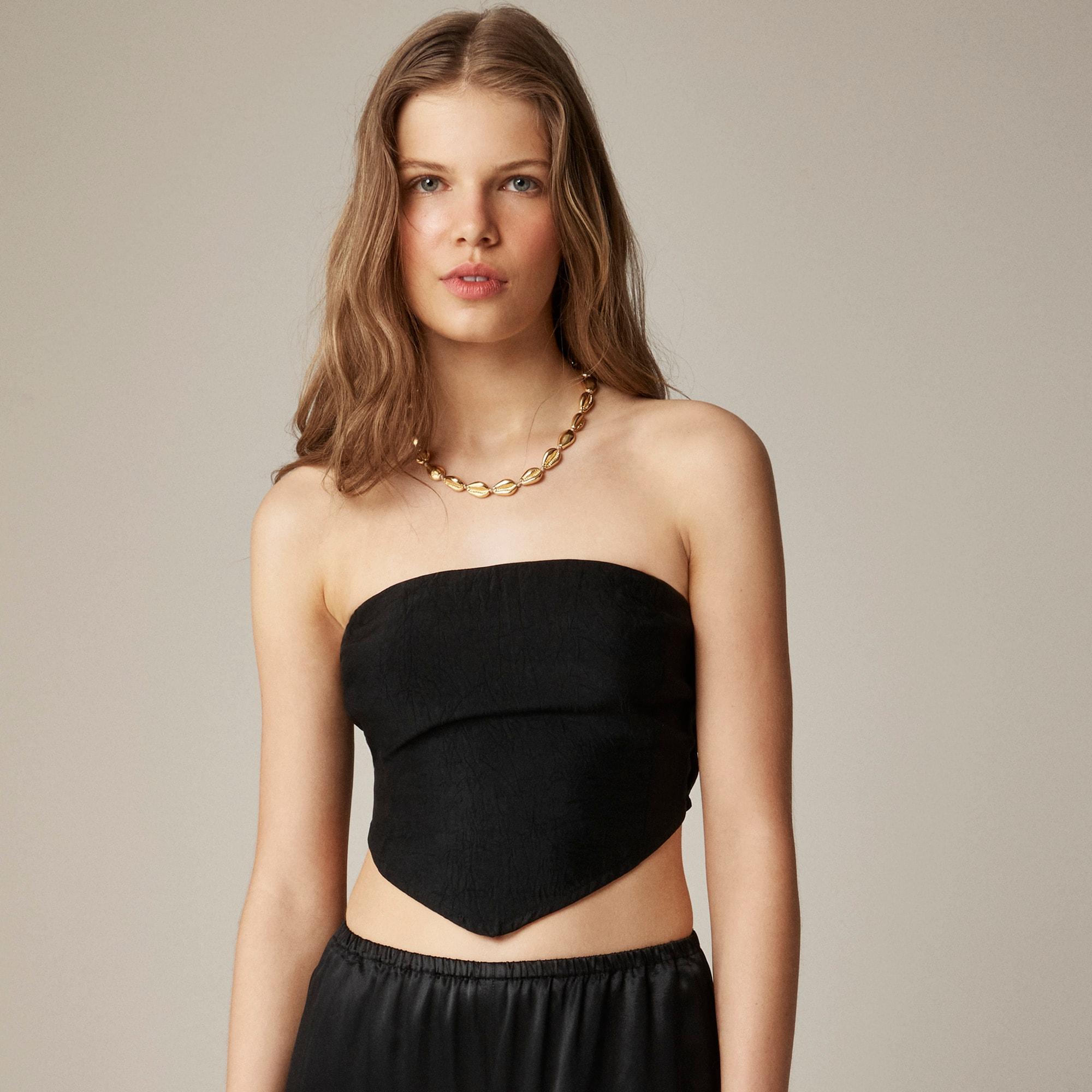 Tie-back tube top in textured satin Product Image