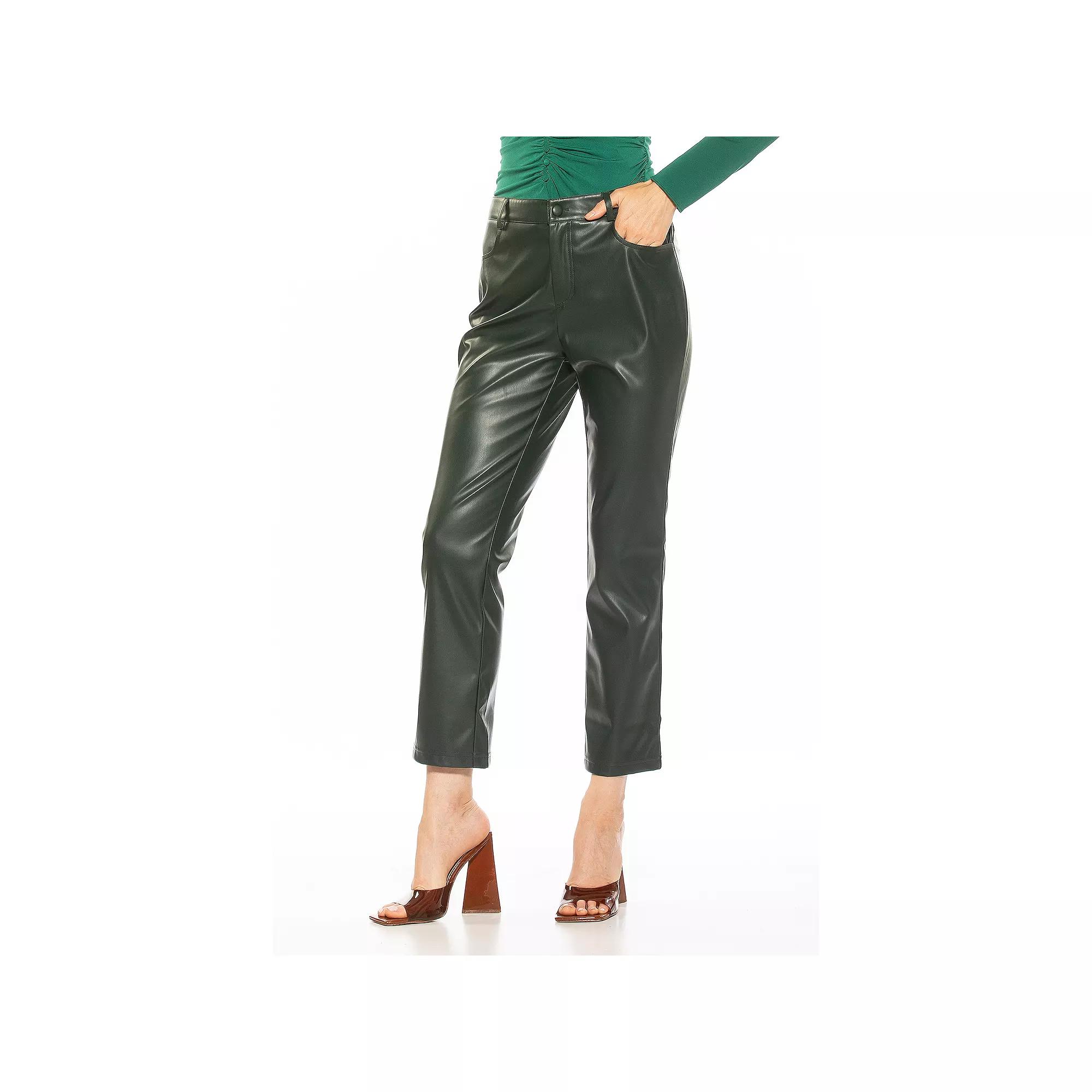 Women's ALEXIA ADMOR Mila Mid Rise Slim Fit Faux Leather Pants,  Product Image