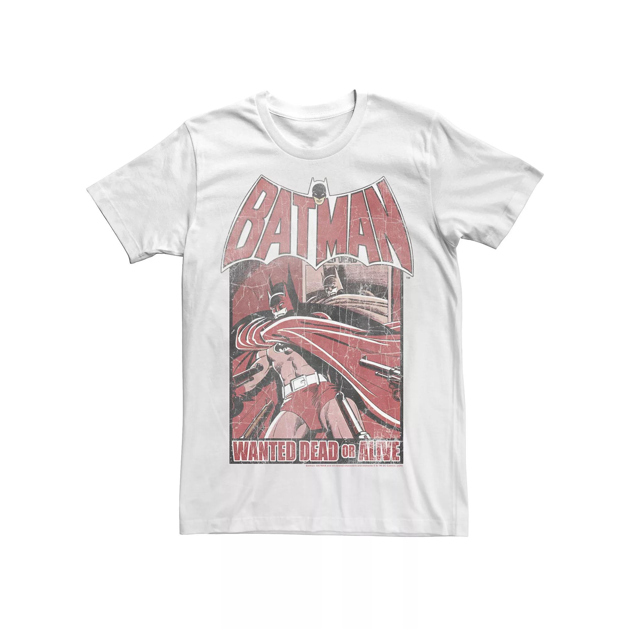 Men's DC Comics Batman Wanted Poster Red Hue Tee, Size: Small, White Product Image