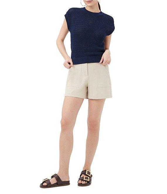 Trina Turk Yuri Open Knit Crew Neck Short Sleeve Top Product Image