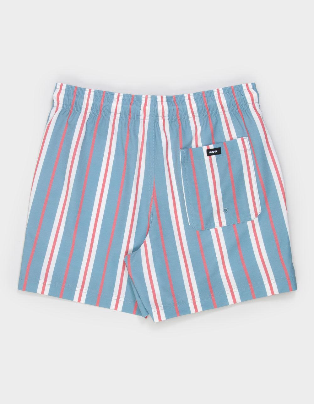 RSQ Mens Heritage Stripe 5" Swim Shorts - RED/WHITE/BLUE Product Image