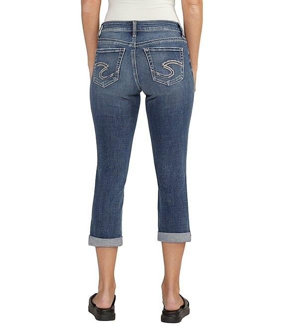 Silver Jeans Co. Elyse Mid Rise Luxe Stretch Rolled Cuffed Capri Jeans Product Image