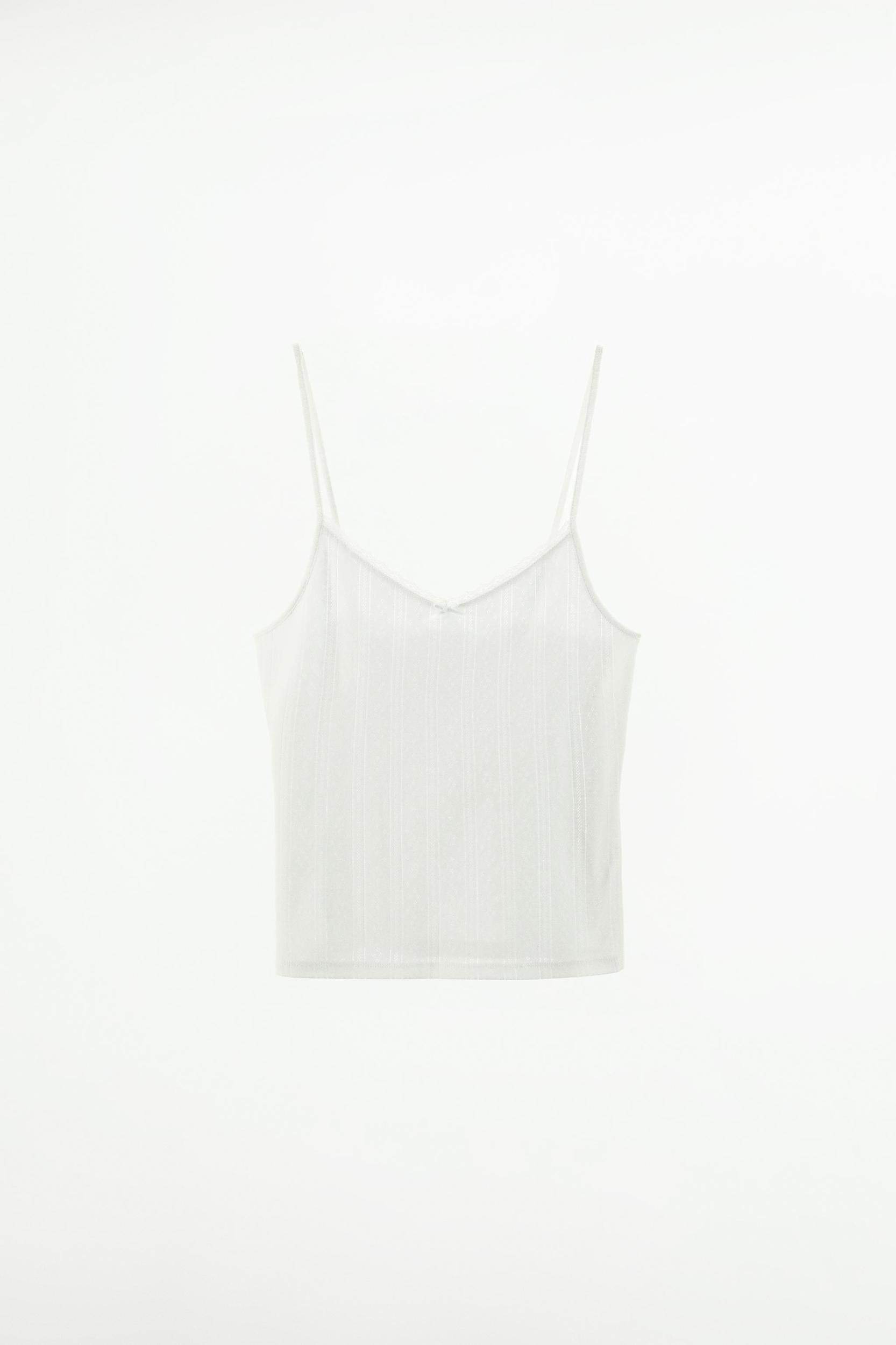 LACE TRIM POINTELLE TOP Product Image