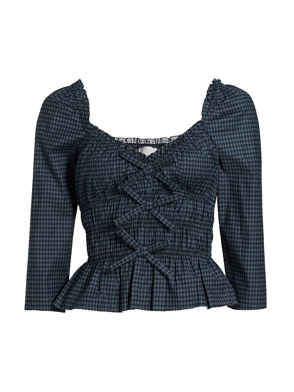 Womens Lauryn Gingham Peplum Top Product Image