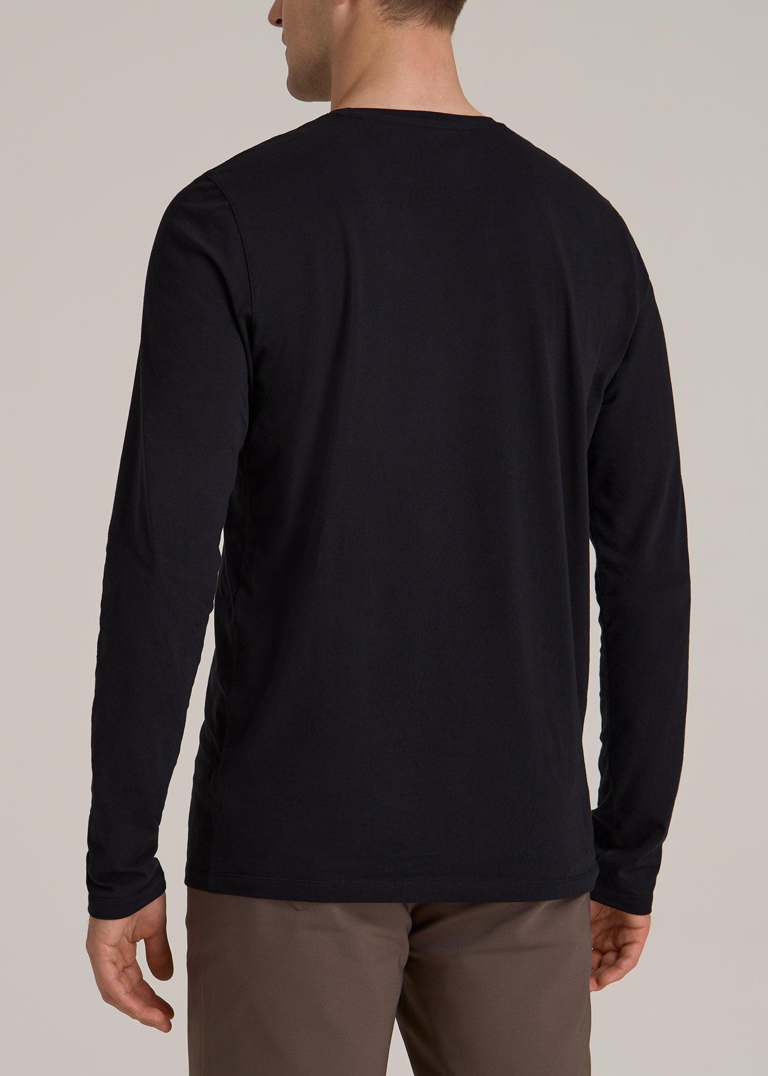 The Essential Modern Fit Crewneck Long Sleeve Tee for Tall Men in Black Male Product Image