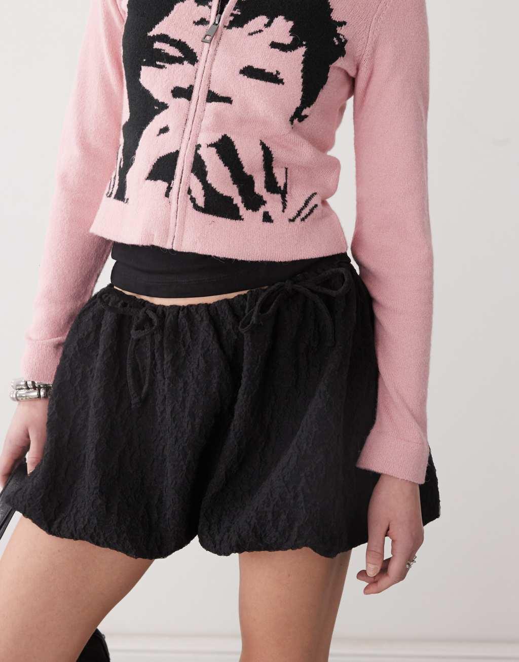 COLLUSION mini puff ball textured skirt with ties Product Image