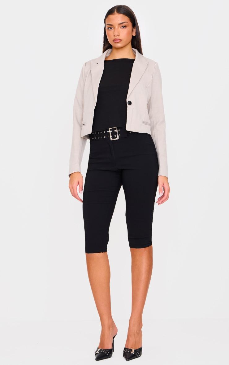 Sand Cropped Patch Pocket Detail Boxy Blazer Product Image