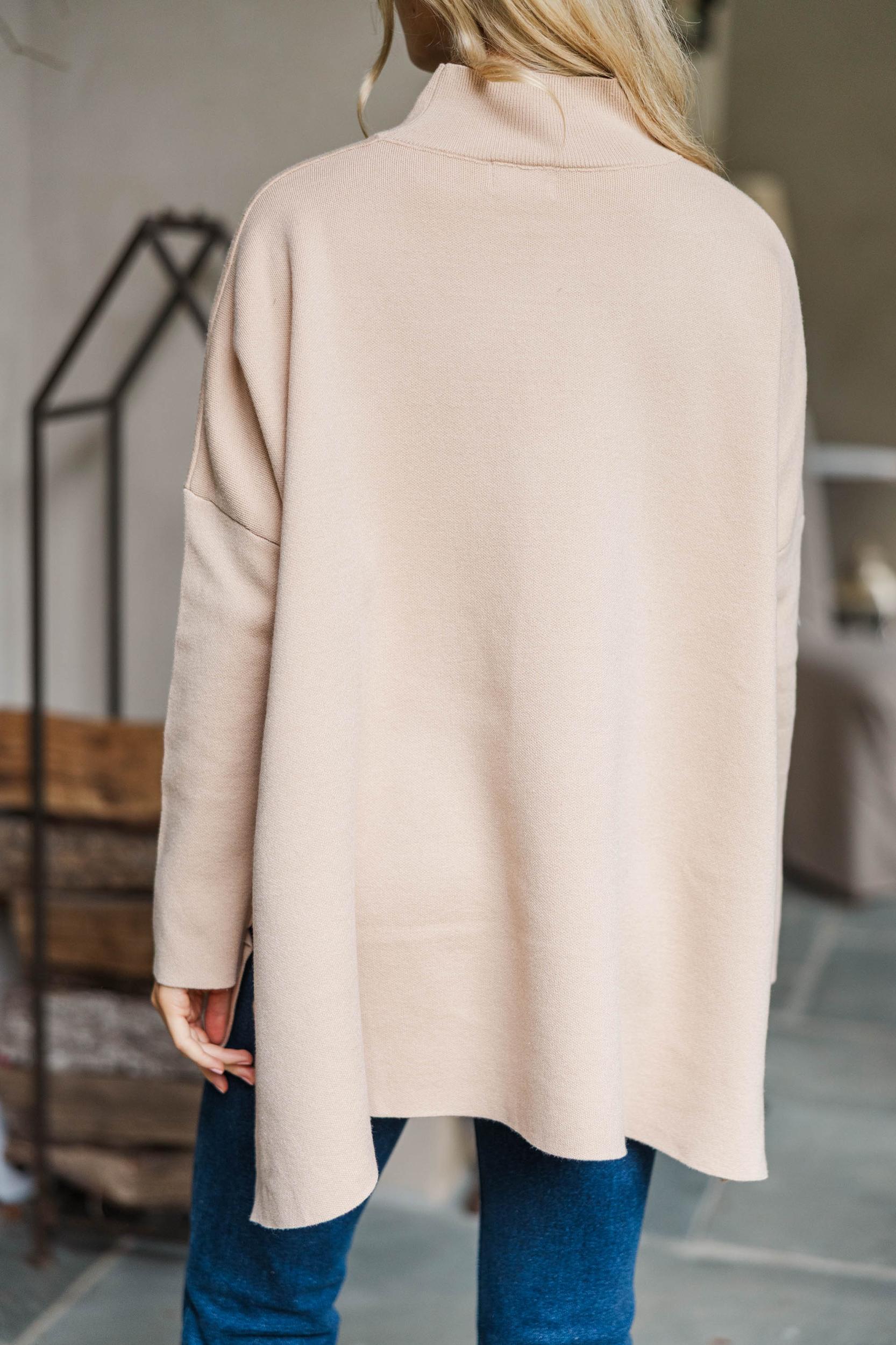 Going With You Taupe Brown Mock Neck Sweater Female Product Image