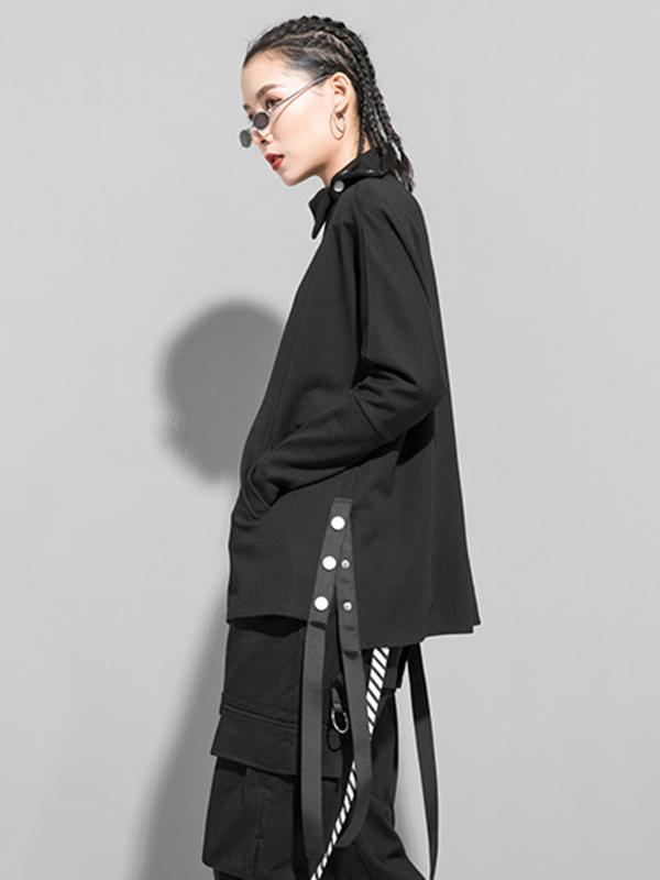 Original Solid Stand Collar T-Shirts Tops Product Image