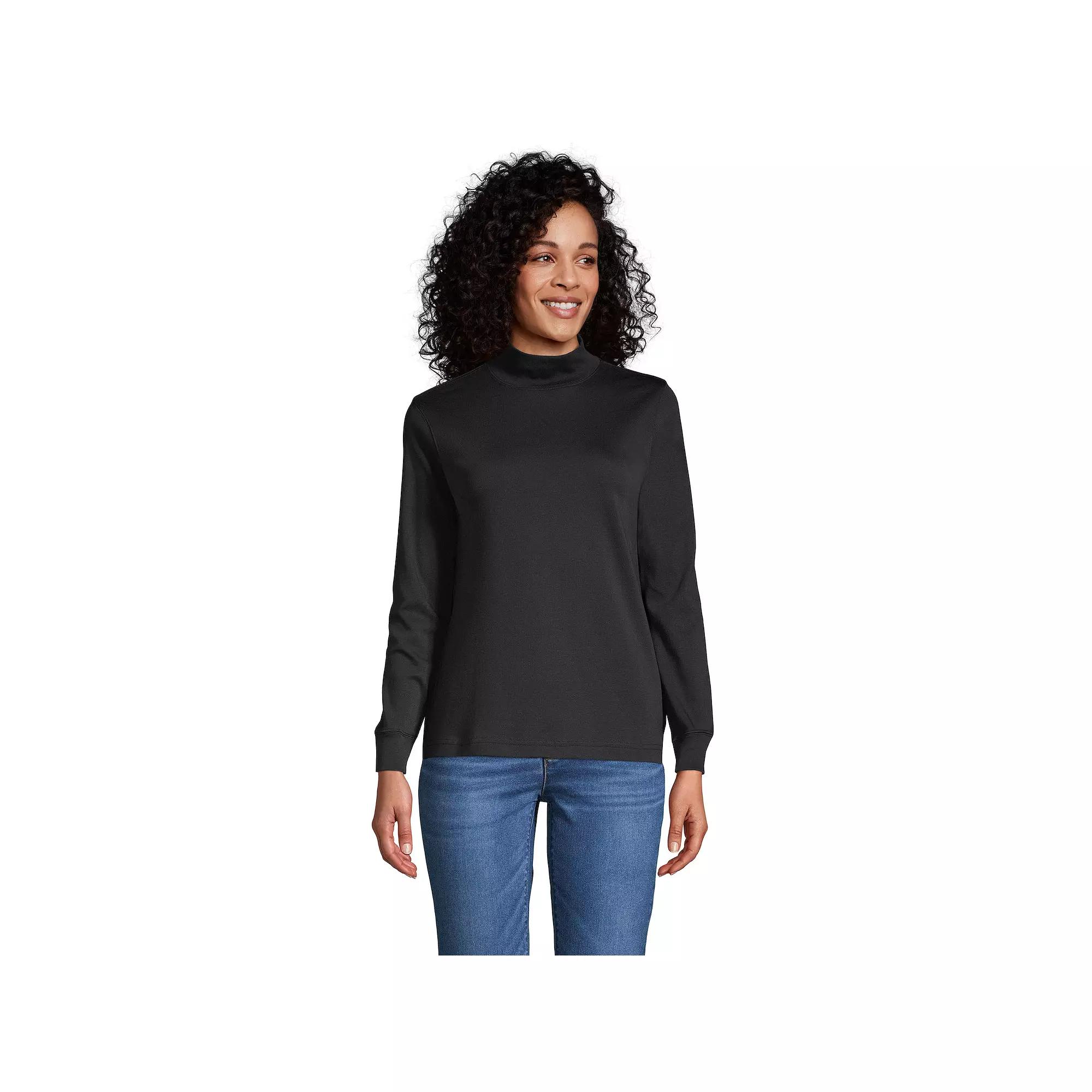 Women's Lands' End Long Sleeve Supima Mockneck Top,  Product Image