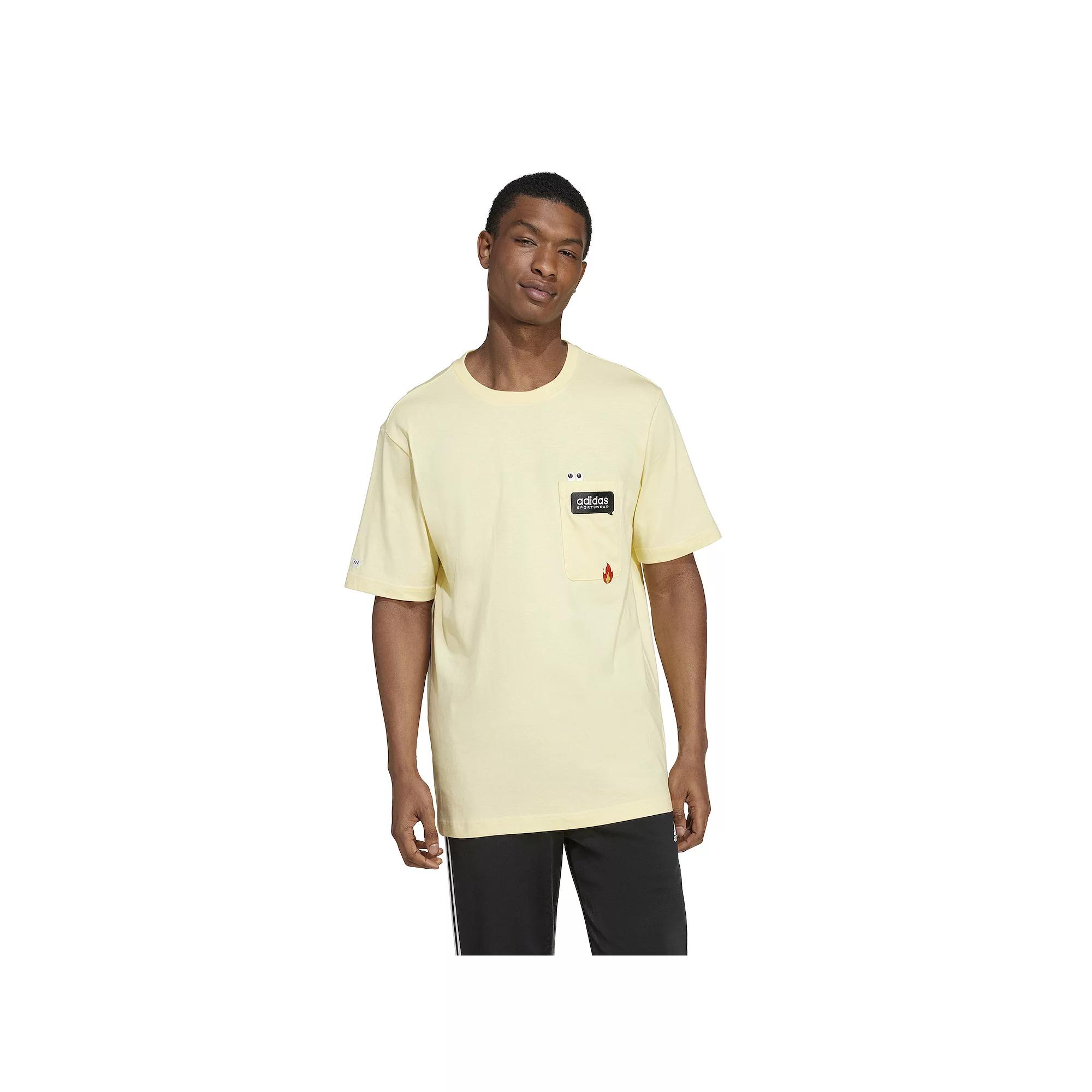 Men's adidas Remoji Pocket Sportswear T-Shirt, Size: XL, Almost Yellow Product Image