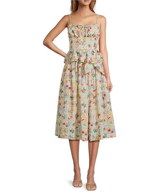 En Saison Nayeli Fruit Print Linen Blend Coordinating Midi Skirt Product Image