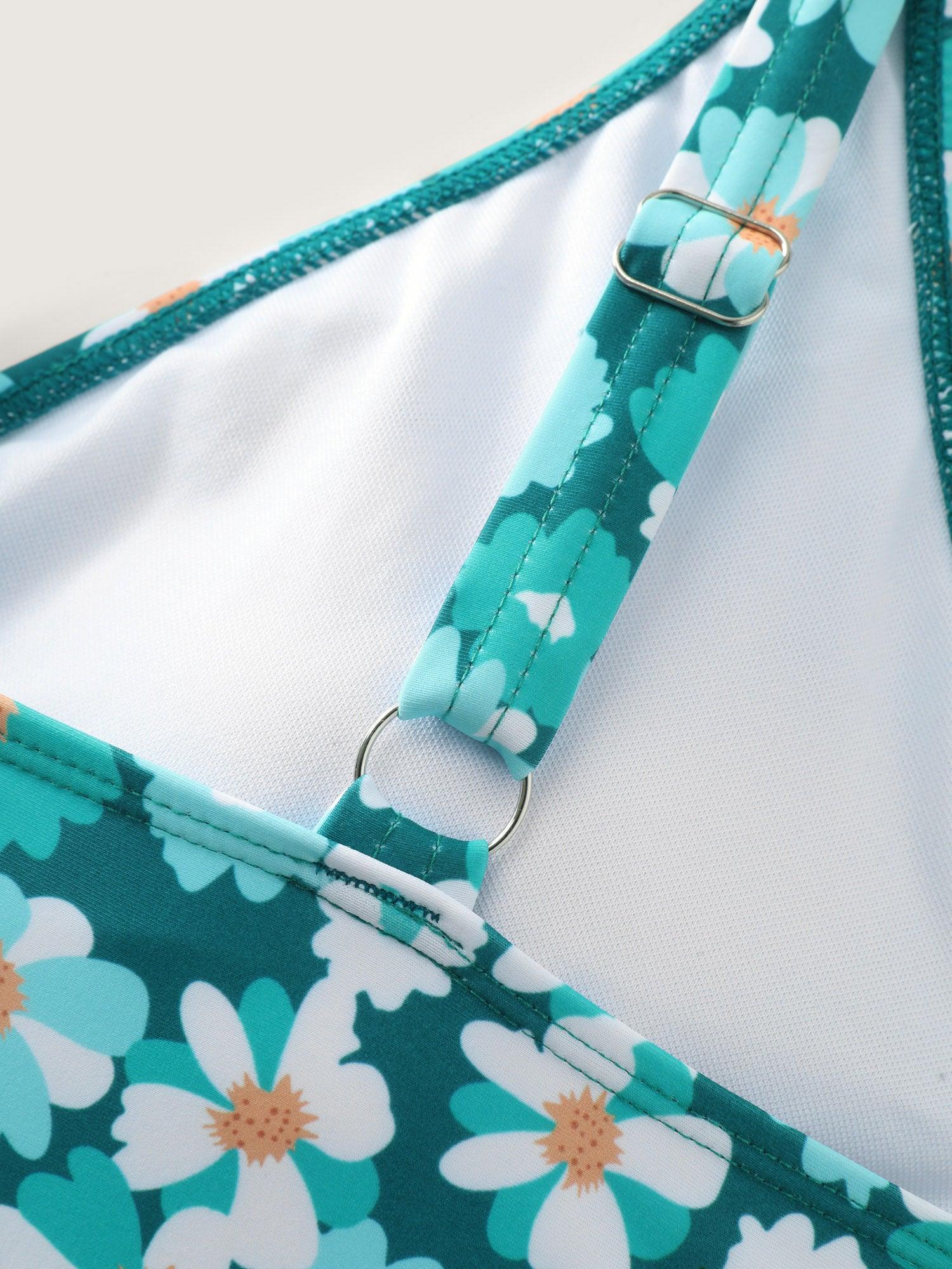 Floral Print Knotted Tie Hem Swim Dress Female Product Image