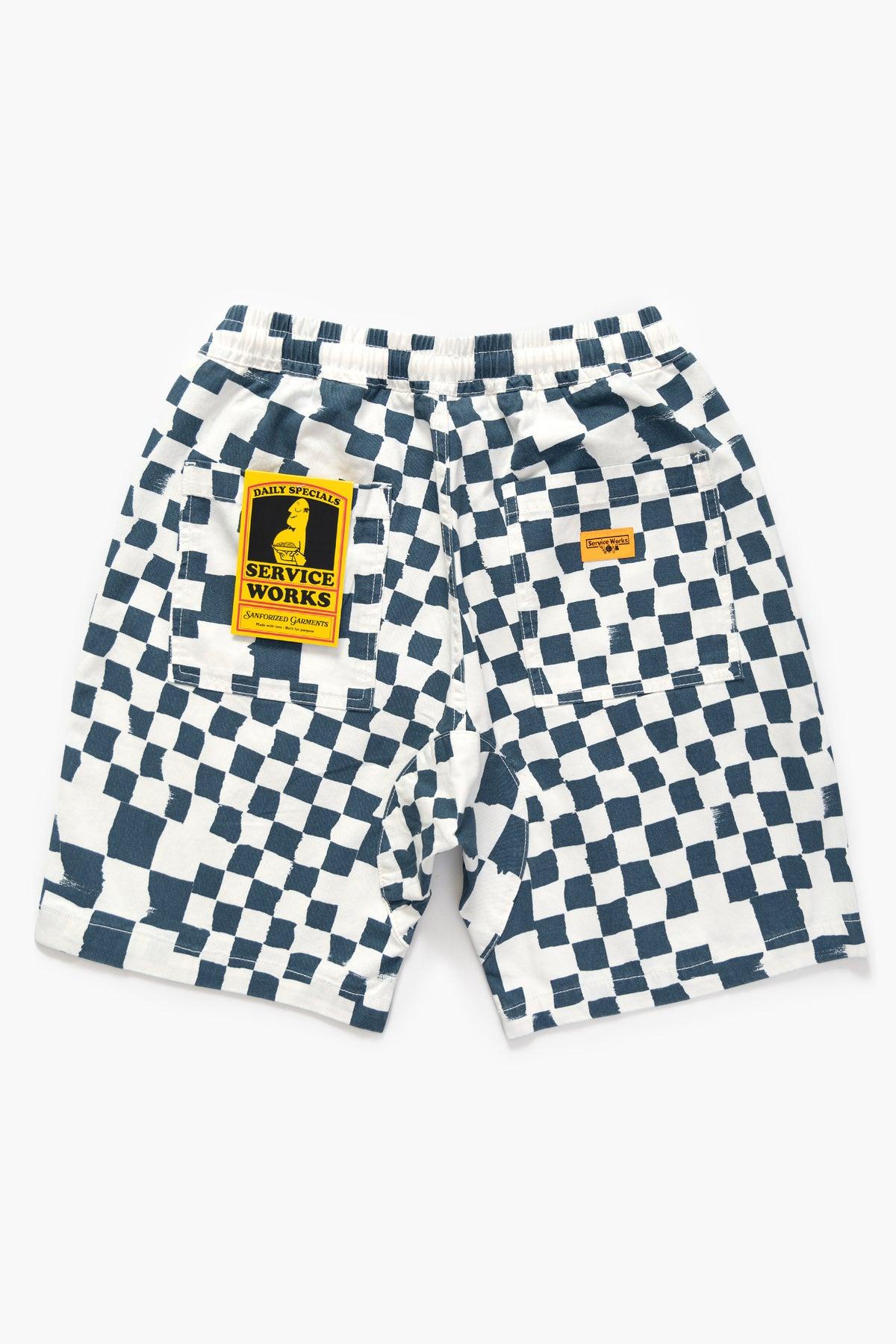 Printed Chef Shorts - Teal Checker Product Image