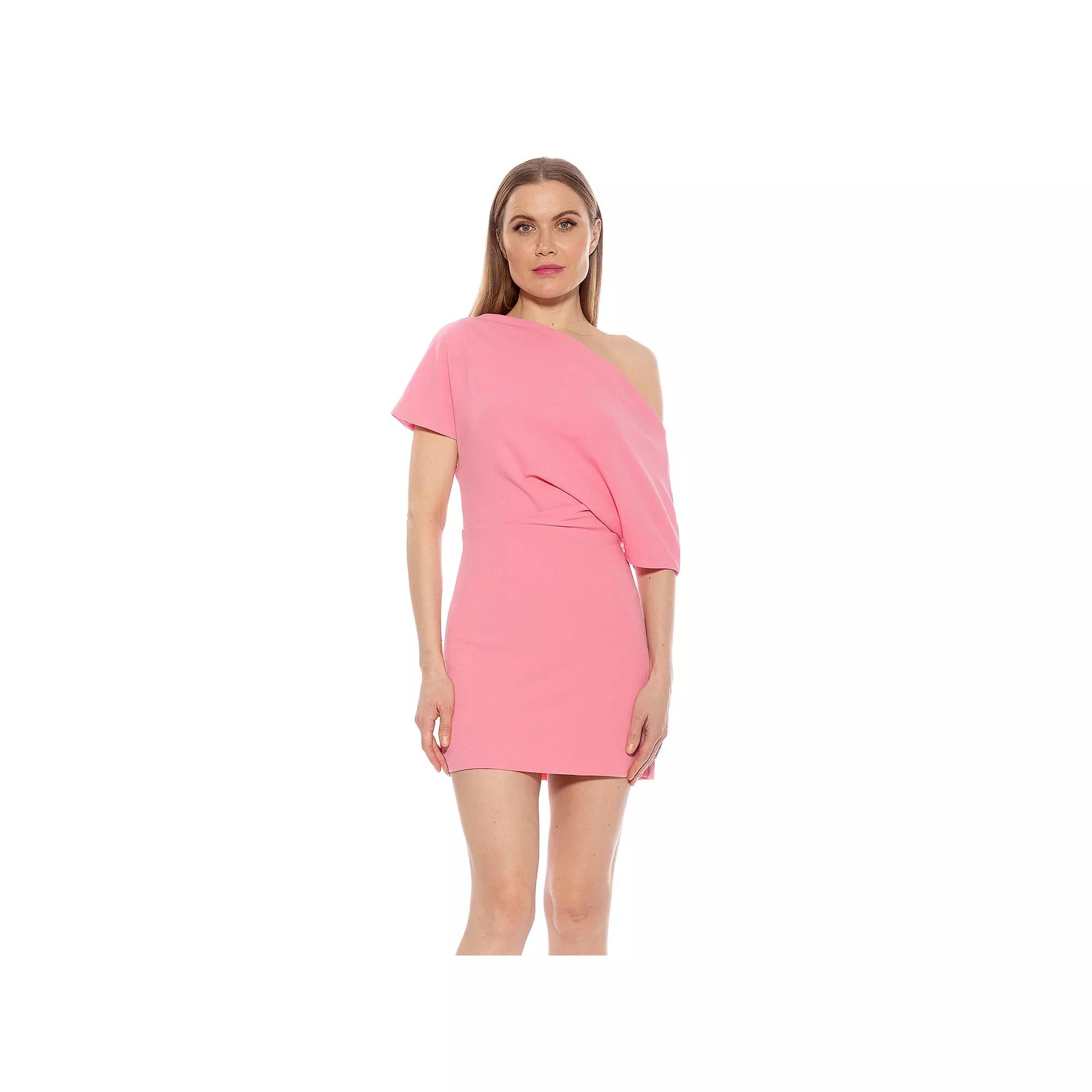 Women's ALEXIA ADMOR Draped Shoulder Mini A-Line Dress,  Product Image