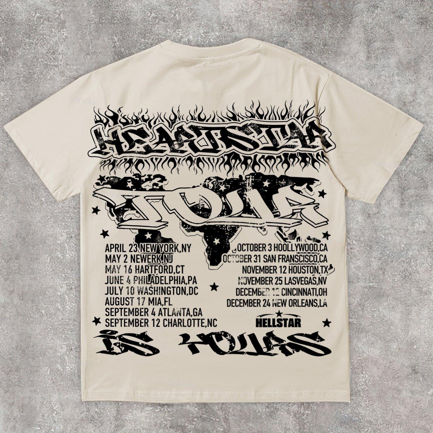 Vintage Heart Star Worldwide Print Graphic Cotton T-Shirt Product Image