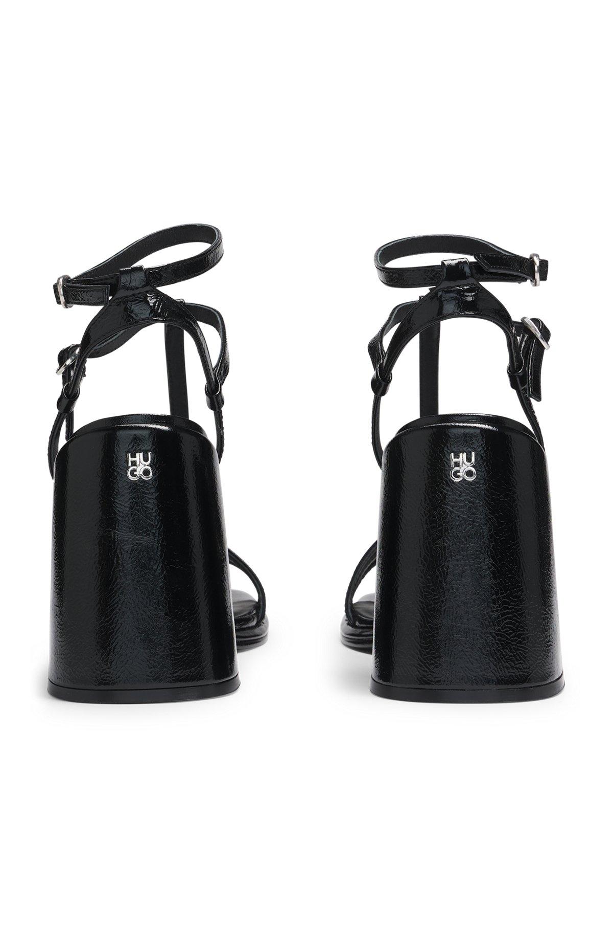 Leather sandals with chunky block heel Product Image