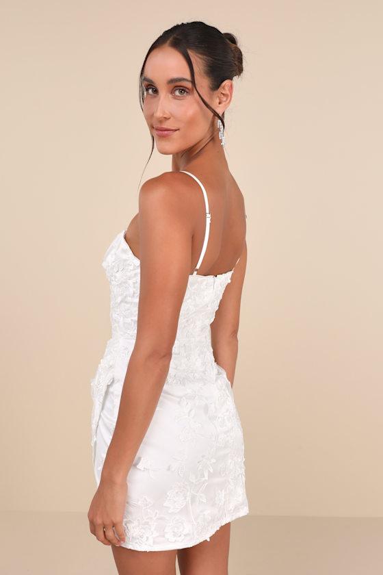 Immense Elegance White Floral Embroidered Bustier Mini Dress Product Image