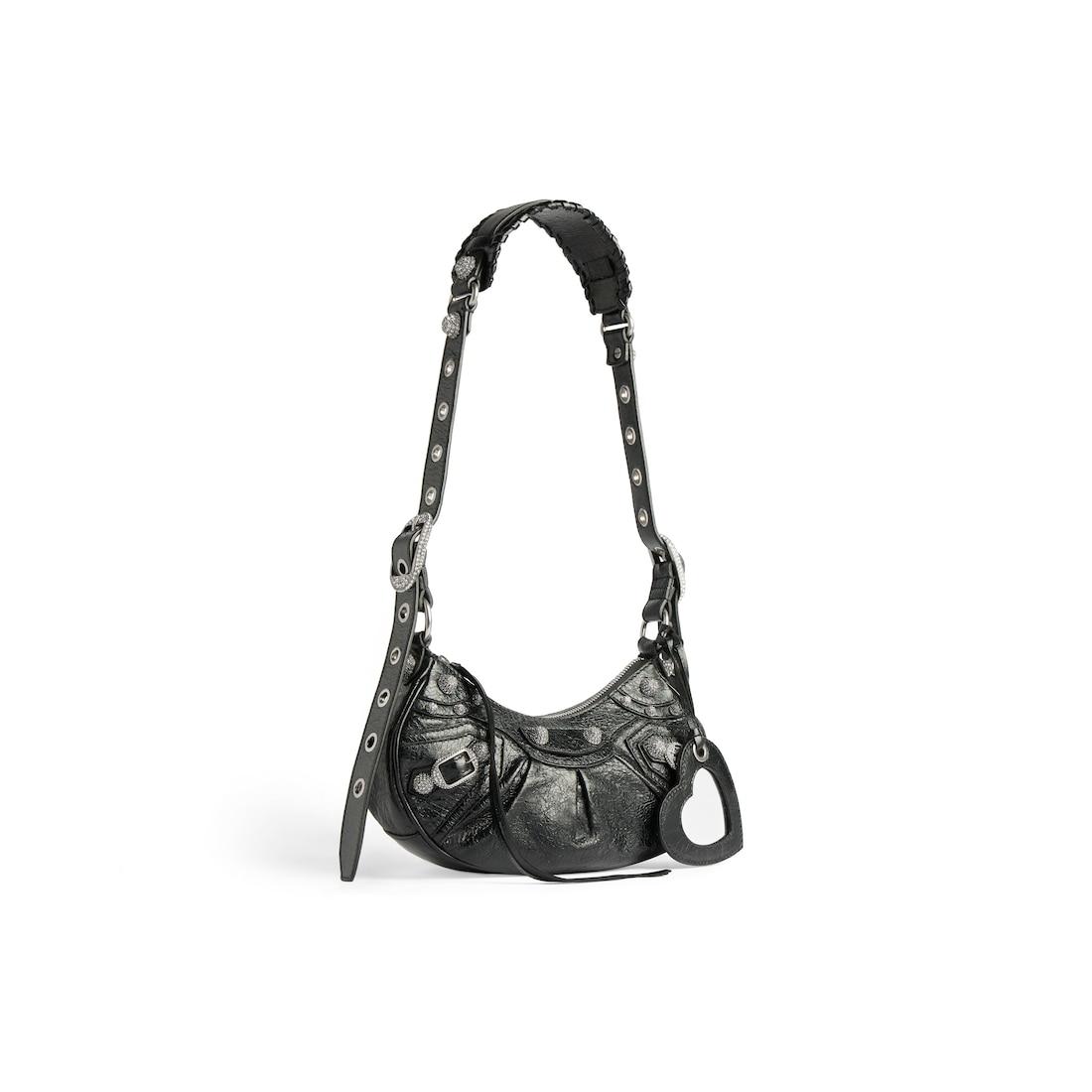 Women's Le Cagole Shoulder Bag Xs With Rhinestones in Black Product Image