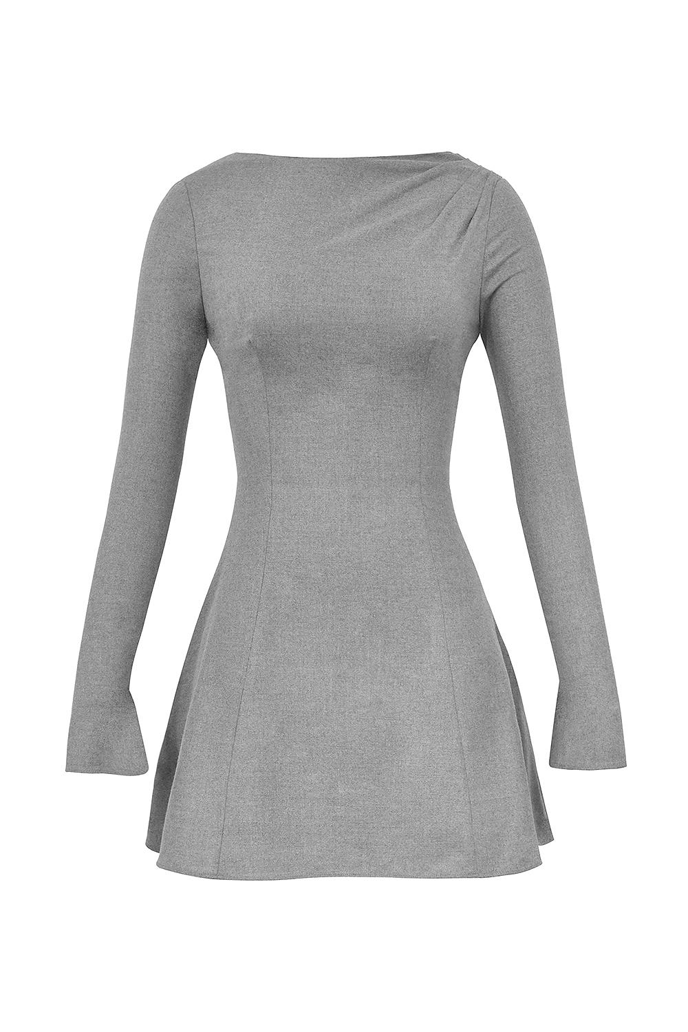 Angelique  grey a-line long sleeve mini  dress - sale Product Image
