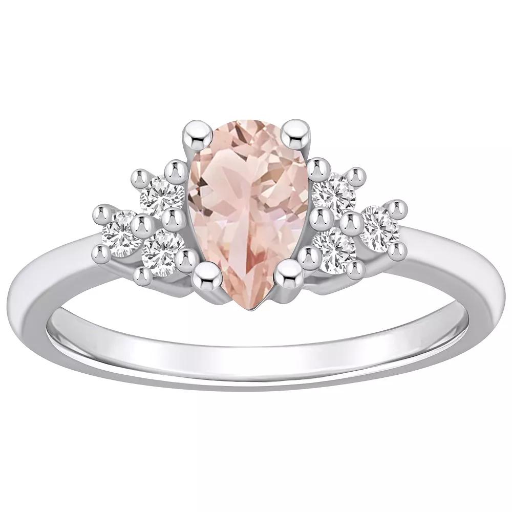 Alyson Layne 14k White Gold Pear Shape Morganite & 1/5 Carat T.W. Diamond Ring, Women's Product Image
