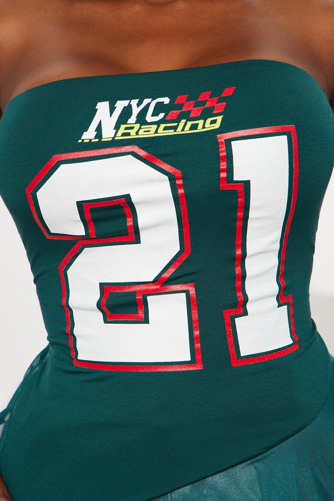 Here To Win Ruffle Tube Top - Hunter Green Product Image