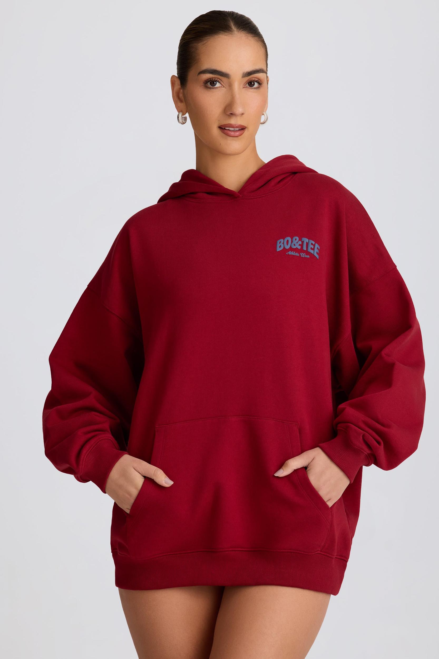 Oversized Hoodie in Burgundy Female Product Image
