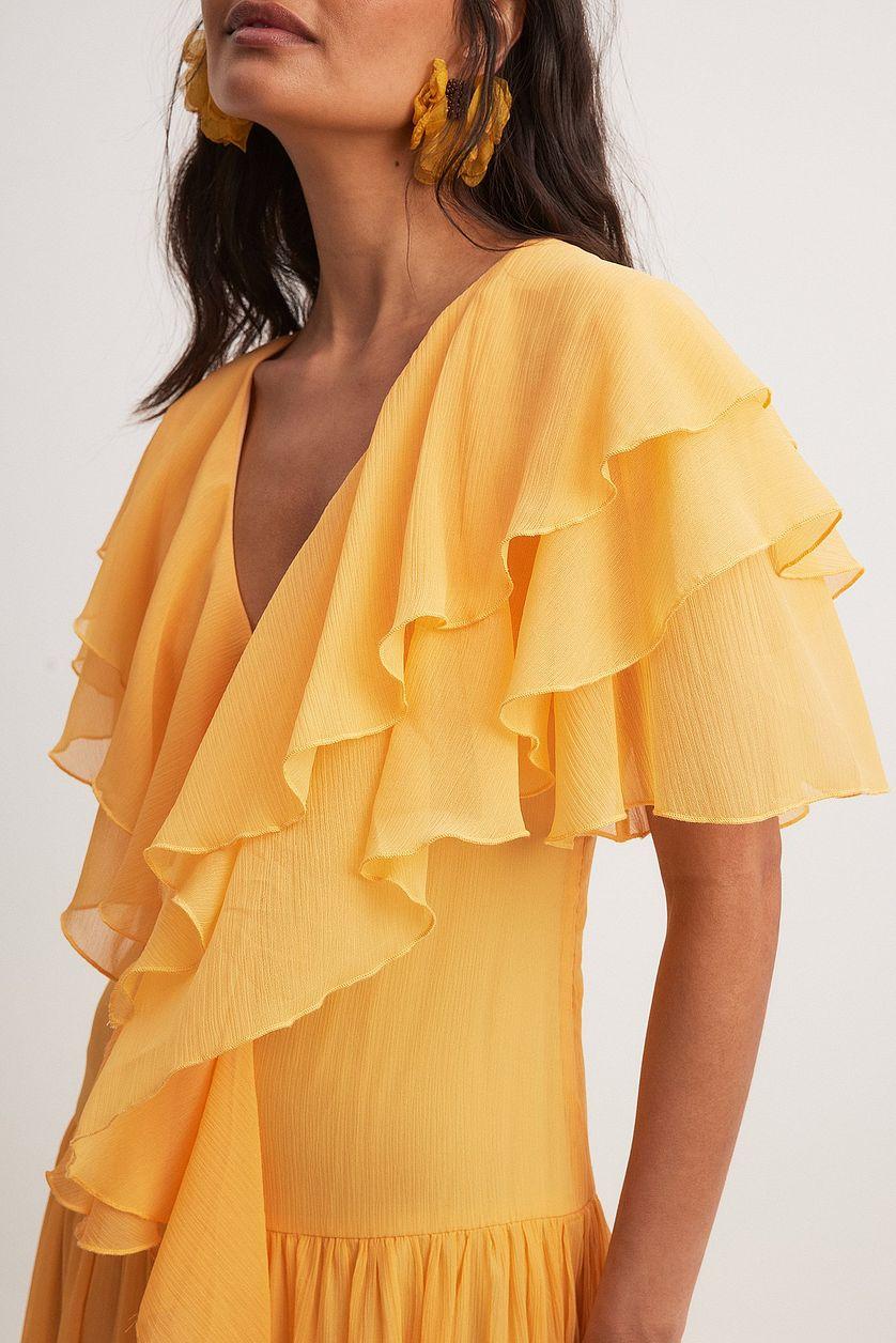 Chiffon Ruffles Detail Maxi Dress Product Image