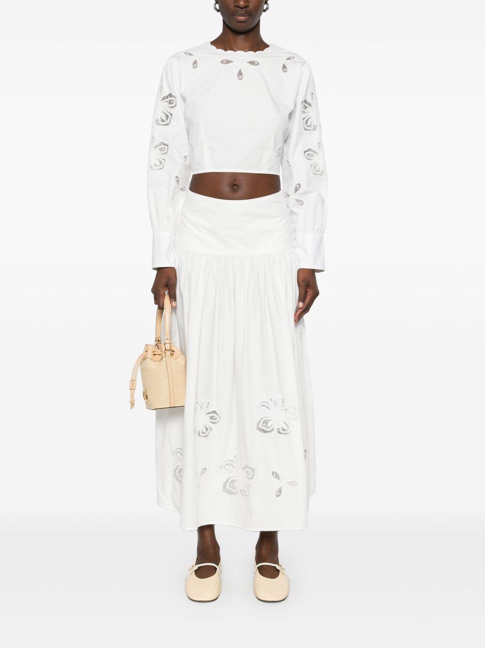 floral-embroidered midi skirt Product Image