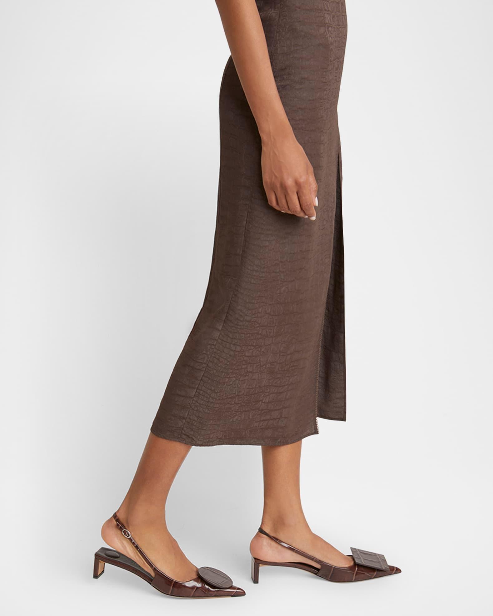 Croc-Embossed Leather Slingback Pumps Product Image