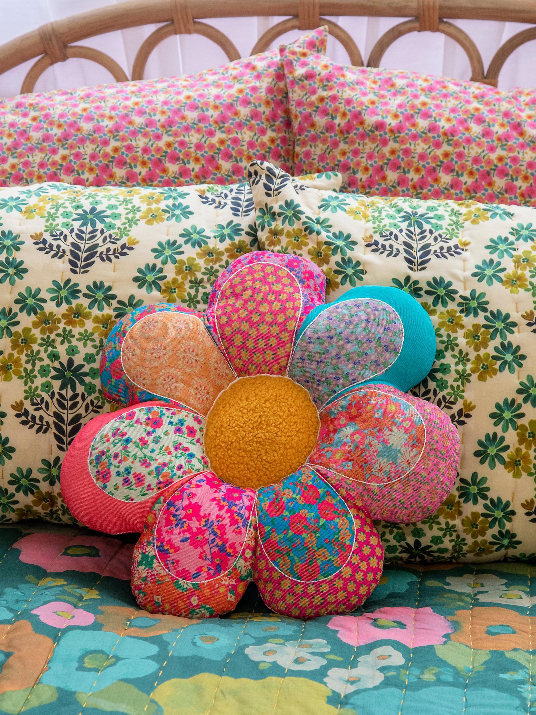 Whimsy Patchwork Pillow - Flower Product Image