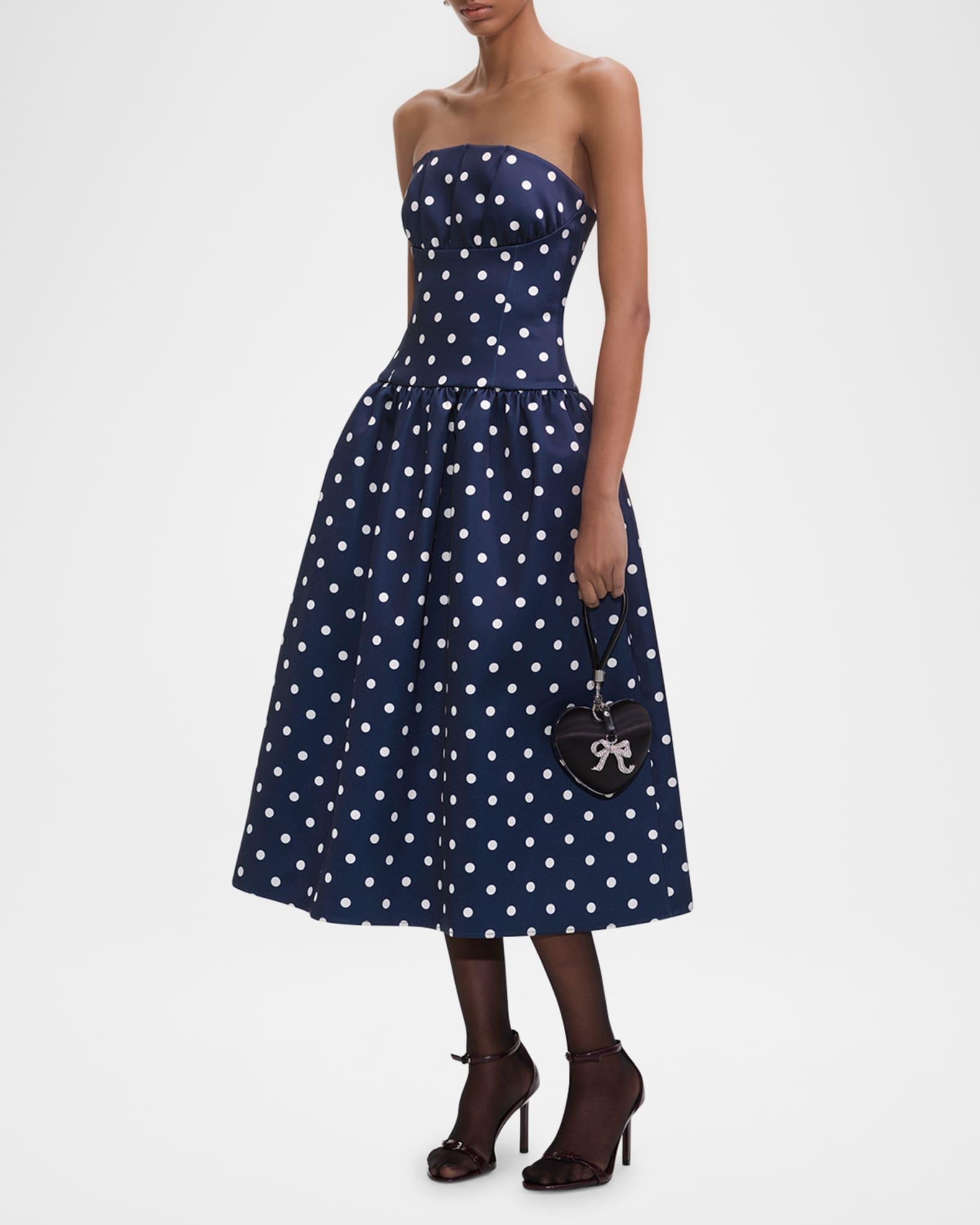 Polka Dot Satin Midi Dress Product Image