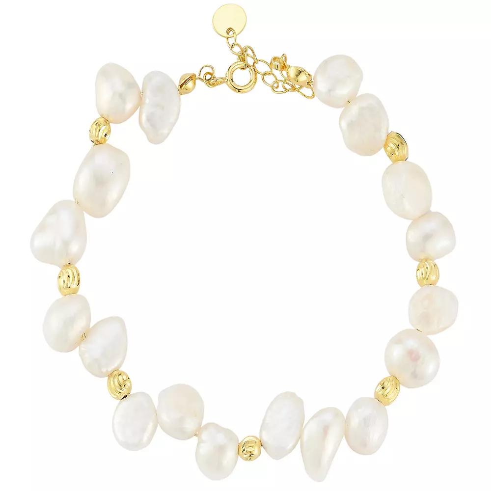 Sunkissed Sterling Freshwater Cultured Pearl Bracelet, Women's, Size: 8", Gold Tone Product Image
