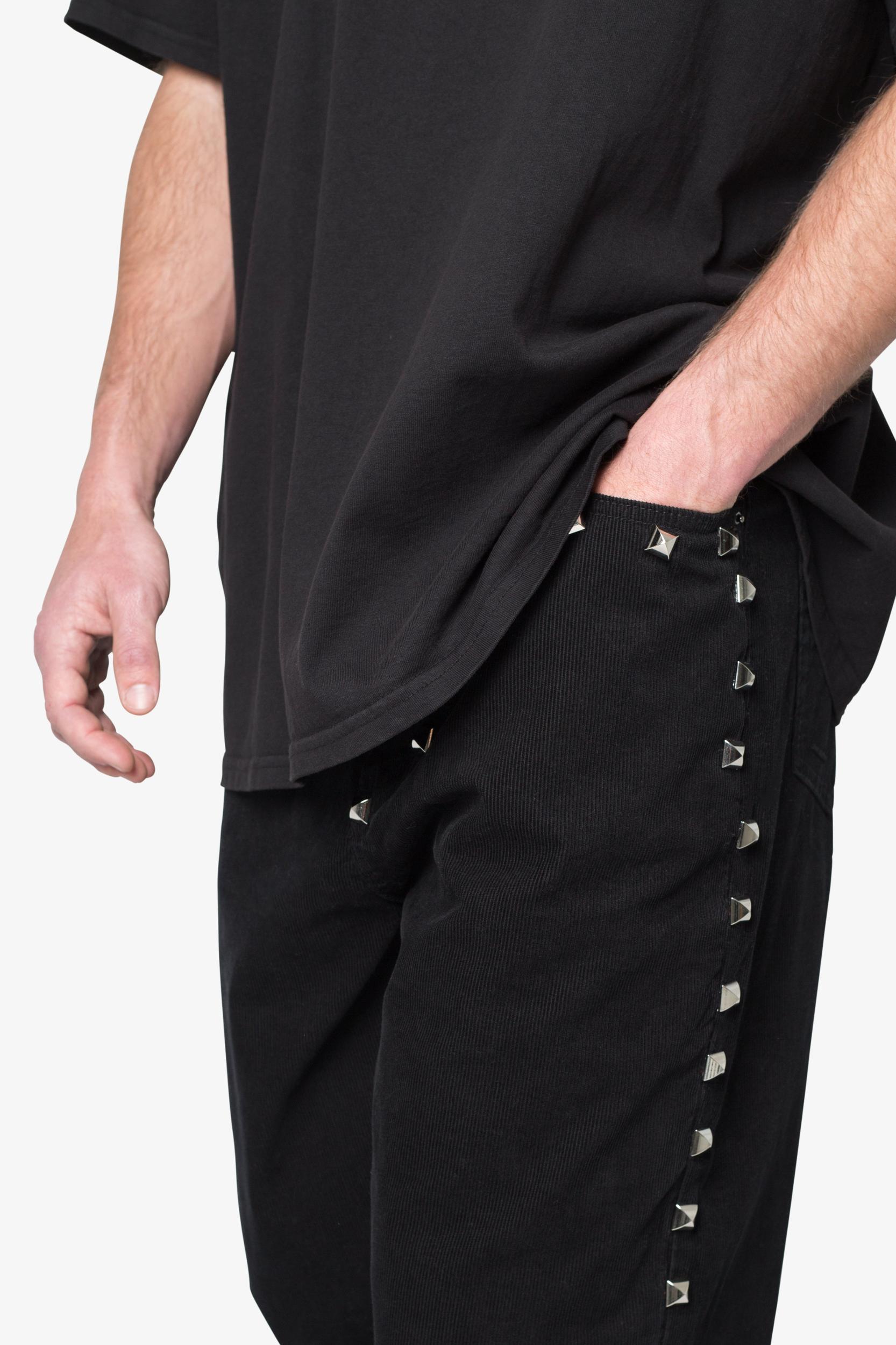 Ultra Baggy Studded Corduroy Pants - Black Product Image