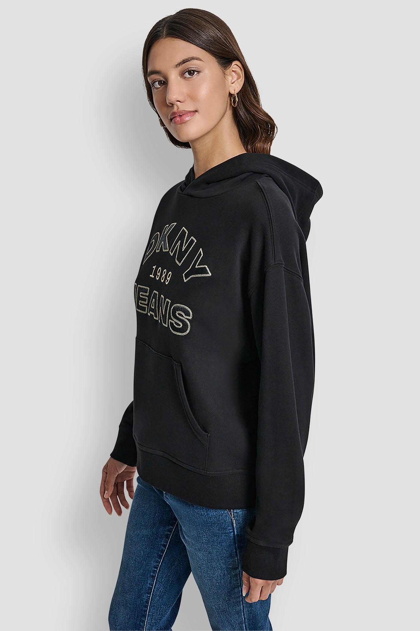 DKNY JEANS SATIN APPLIQUE CHAINSTITCH LOGO SWEATSHIRT Product Image