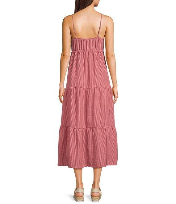 Blu Pepper Striped V-Neck Tiered Dress Product Image