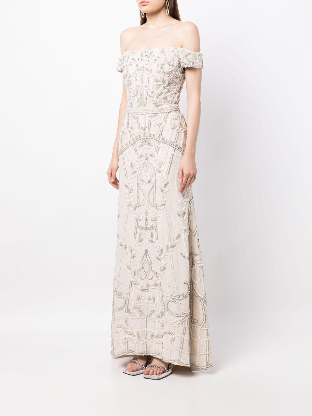 off-shoulder beaded tulle dress Product Image