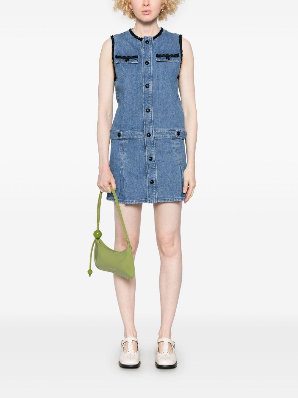 embroidered-trim denim mini dress Product Image