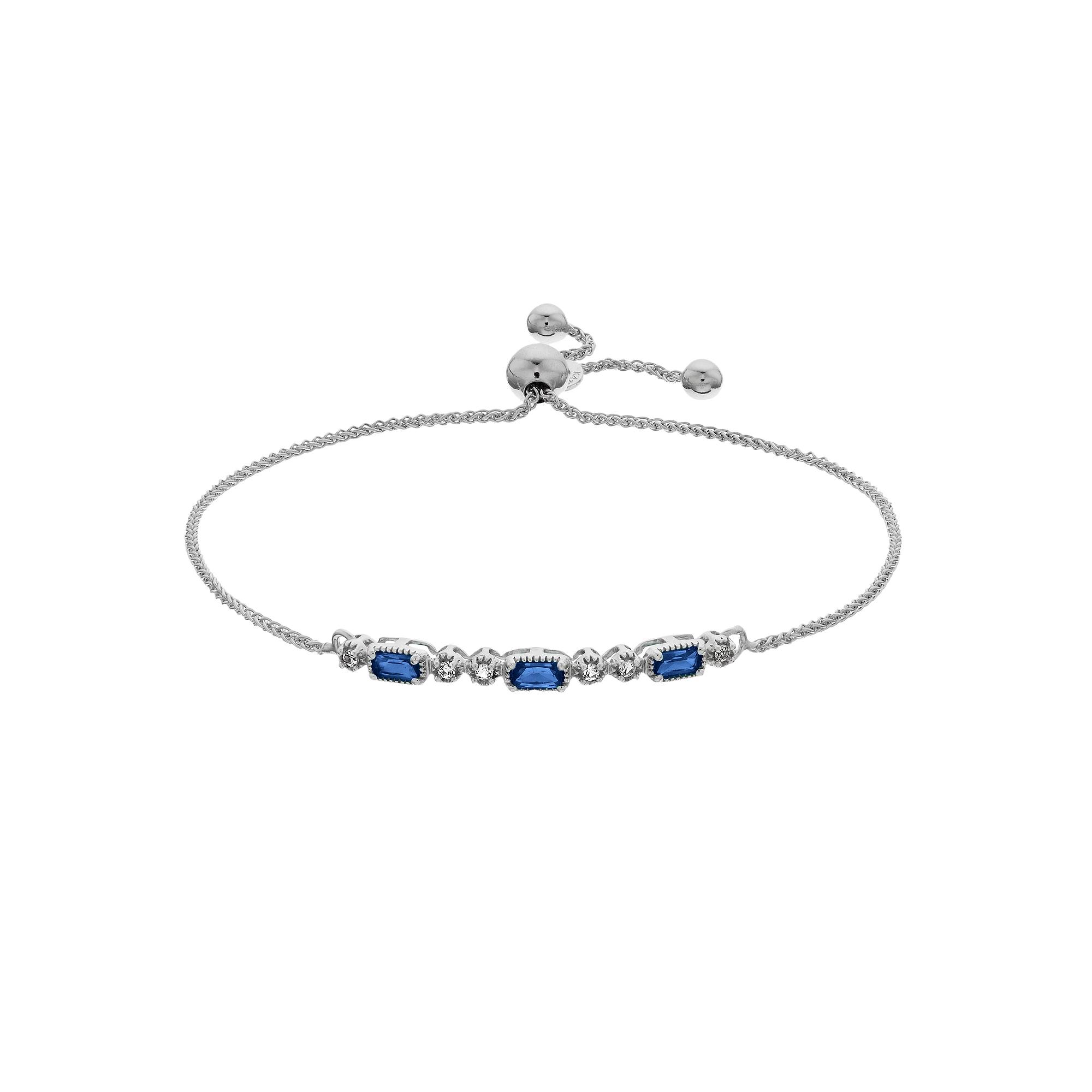 Sterling Silver Lab-Created Sapphire & White Sapphire Adjustable Bracelet, Women's, Size: 9.50, Created Blue Blue Product Image