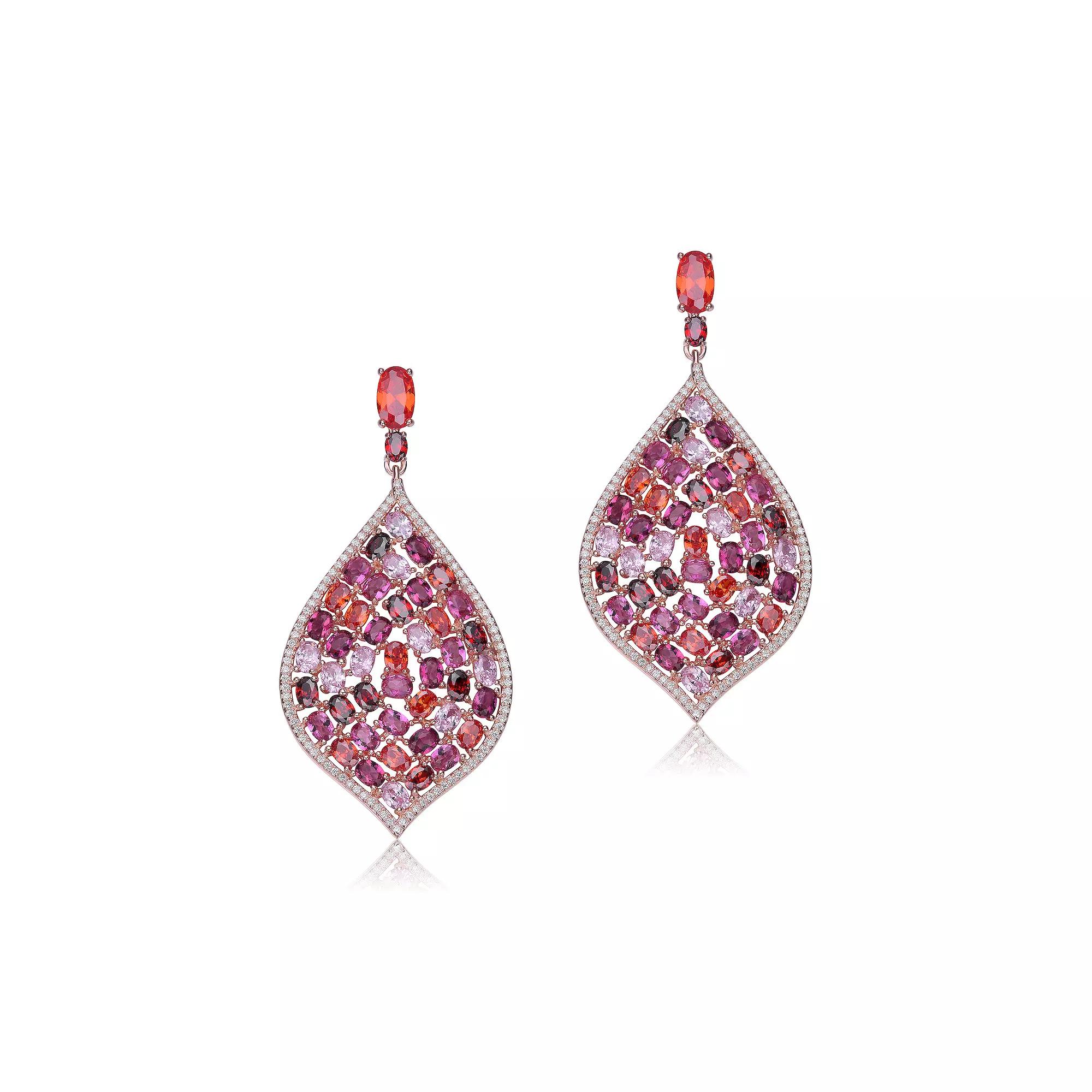18k Gold over Sterling Silver Cubic Zirconia Drop Earrings, Women's, Pink Tone Red Team Product Image