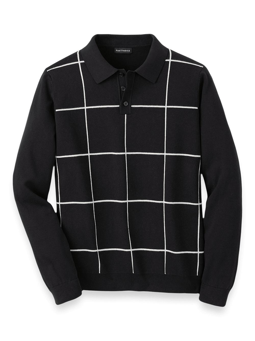 Cotton Three Button Polo - Black Product Image