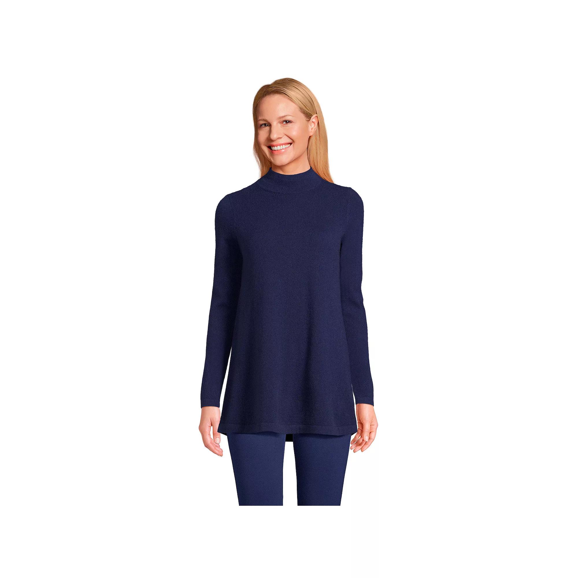 Women's Lands' End Cashmere Mock Neck Swing Tunic Sweater,  Product Image