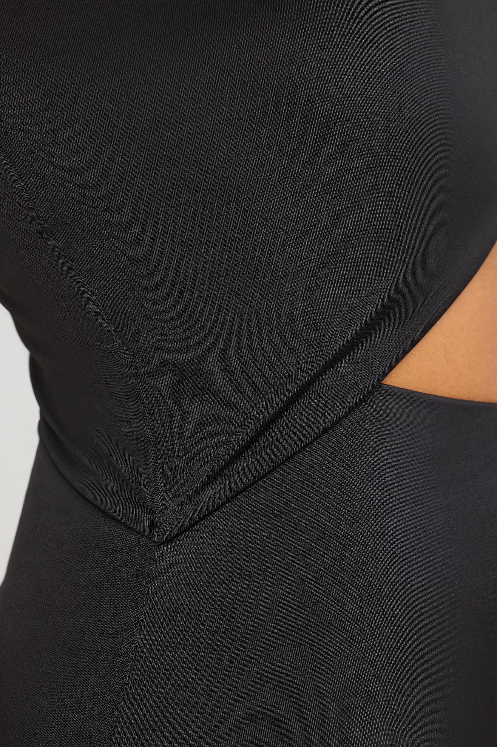 Premium Jersey Asymmetric Cut Out Maxi Dress in Black Product Image