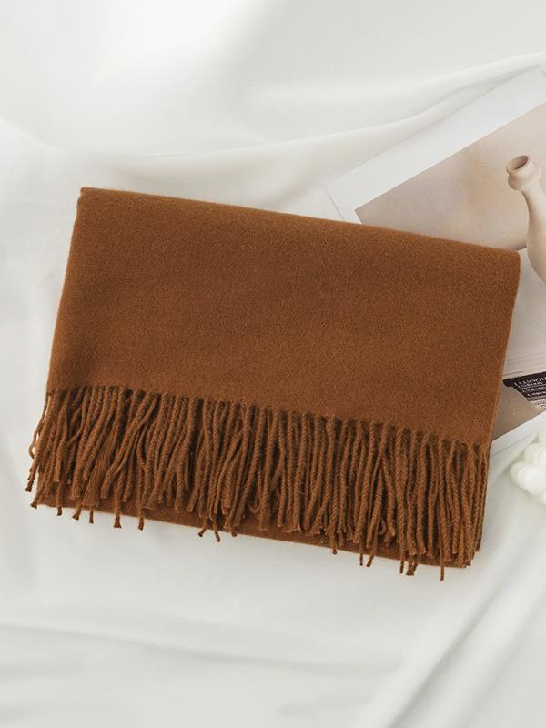 Keep Warm Solid Color Tasseled Shawl&Scarf Product Image