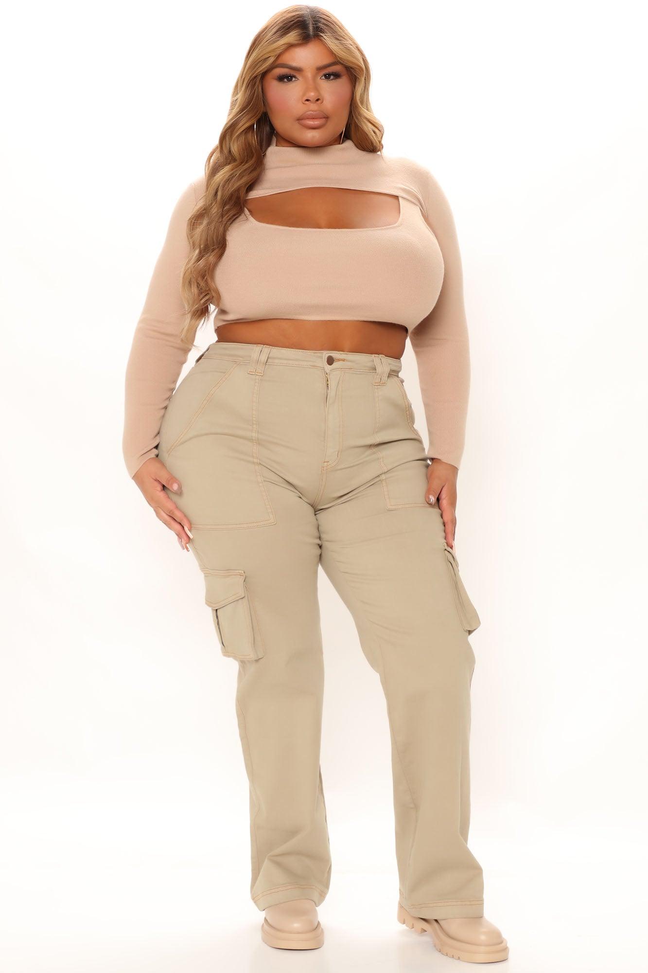Won't Be Knocked Down Cargo Boyfriend Jeans - Khaki Product Image
