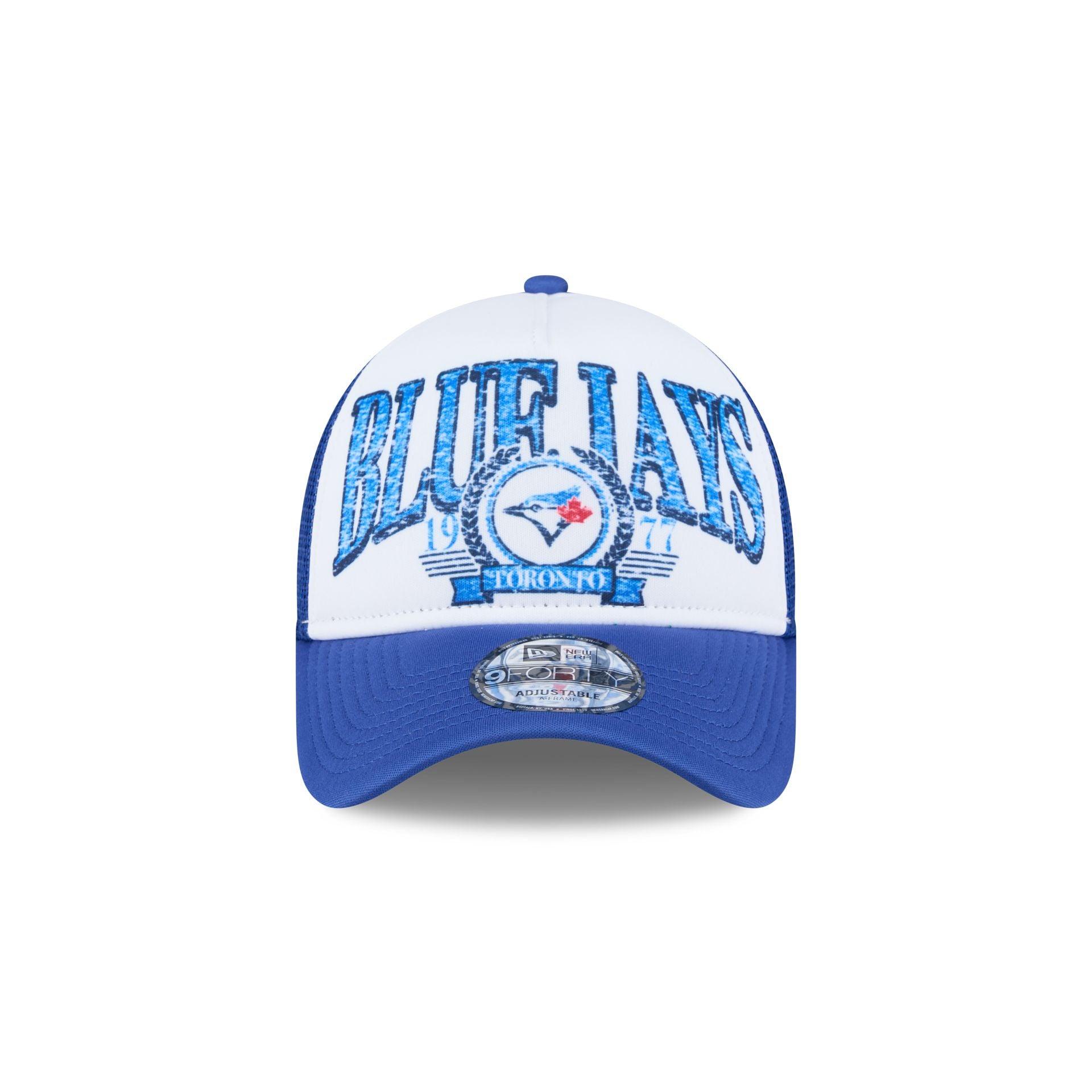 Toronto Blue Jays Distressed 9FORTY A-Frame Trucker Hat Male Product Image
