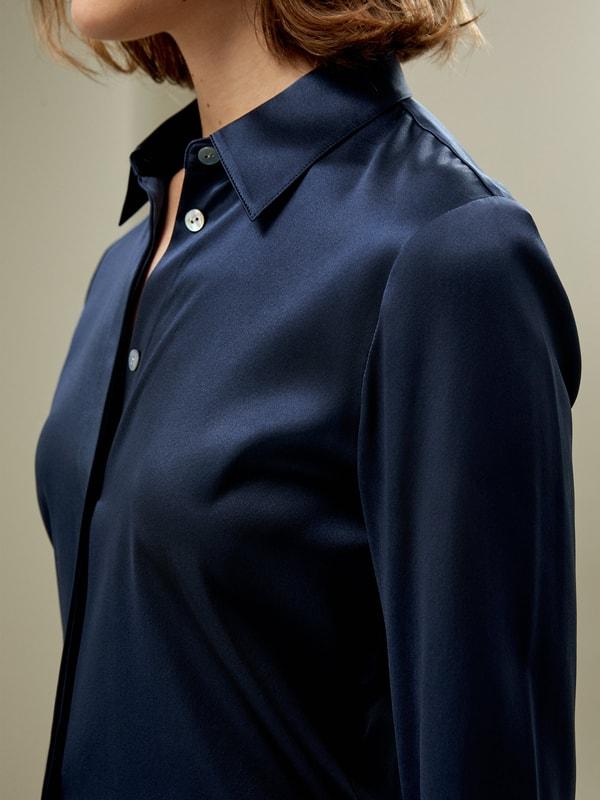 LILYSILK Silk Shirt Women - Black Natural Silk - Gorgeous Hidden Placket Tops XS Product Image